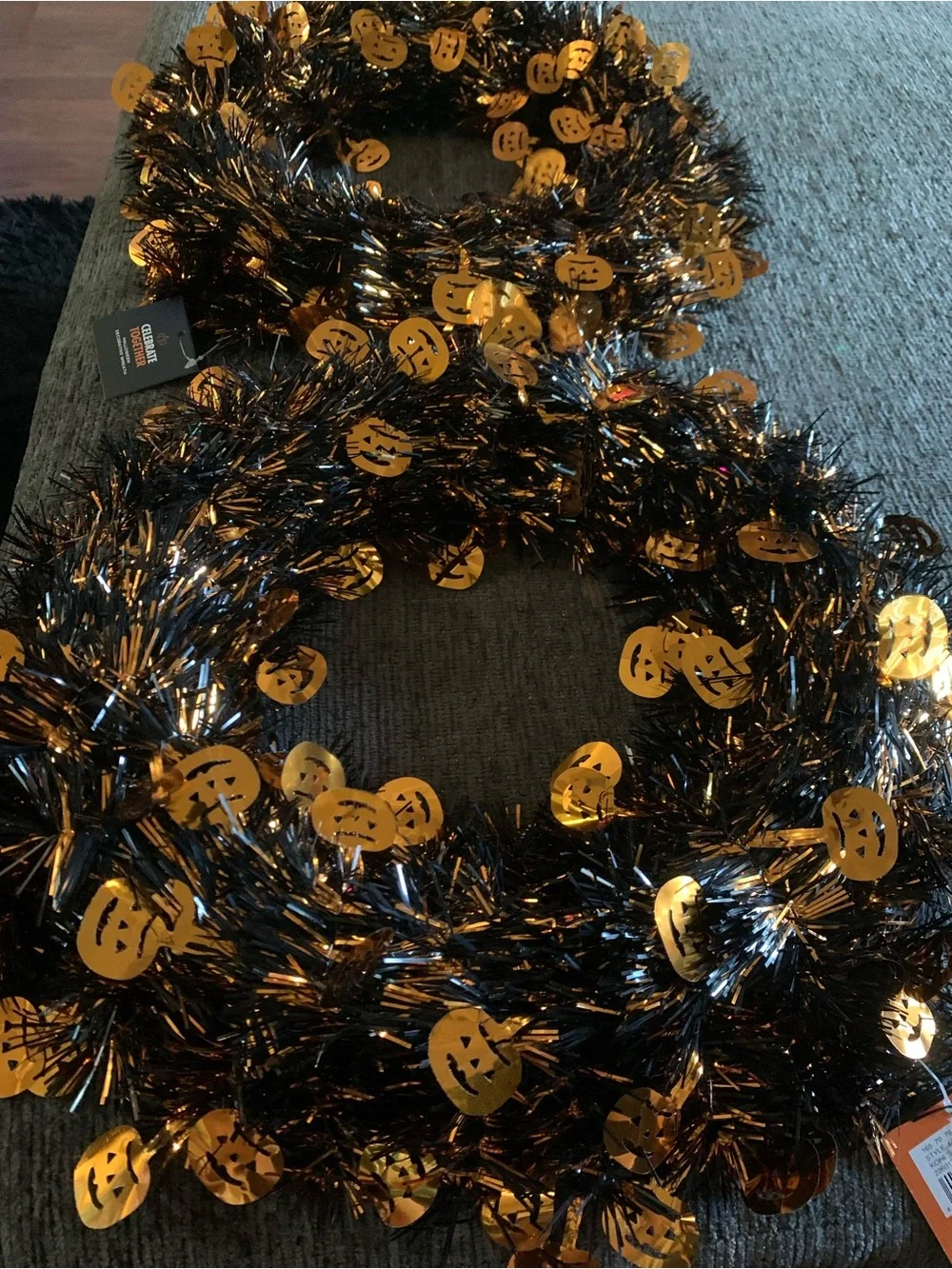 2 Halloween Pumpkin Wreath - Orange and Black Holiday Door Decor
